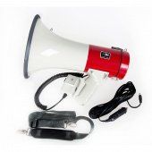 MG-220DSD/red Мегафон ручной\наплечный 25Вт (50Вт), выносной микрофон, сирена, свисток +шнур питания от 12В