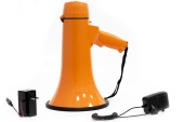 ЭМ-20сза (оранж) ручной мегафон 20Вт, сирена, запись 240сек, съемный микрофон, долговечный Li аккумулятор