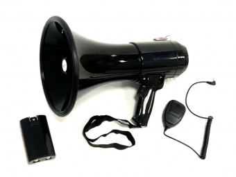 Мегафон ручной TerraSound ЭМ-25сзспа с дополнительным микрофоном, плеером, спец сигналами, аккумулятором